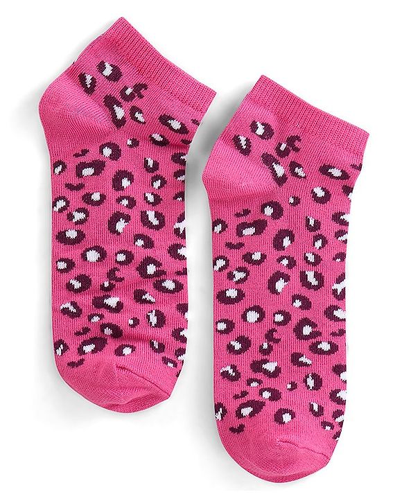 Pine Kids Ankle Length Socks With Leopard Design - Green Pink & Blue