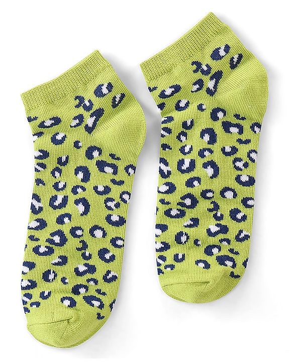 Pine Kids Ankle Length Socks With Leopard Design - Green Pink & Blue