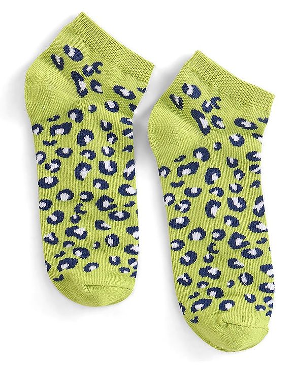 Pine Kids Ankle Length Socks With Leopard Design - Green Pink & Blue