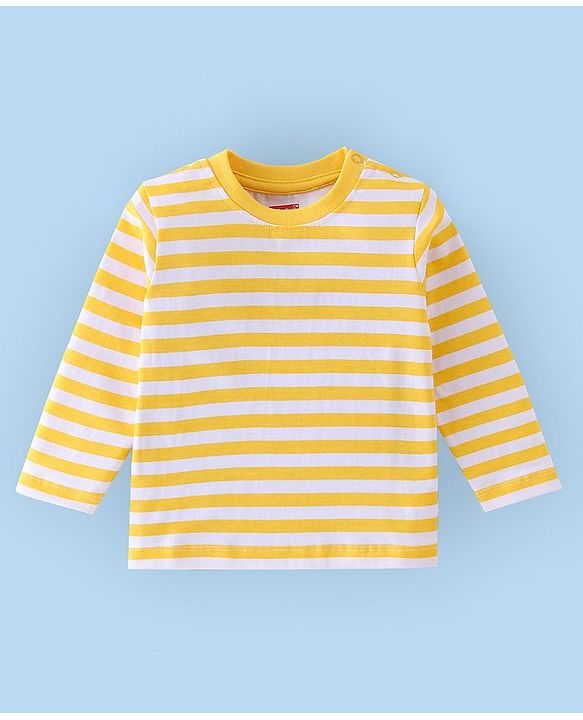 Babyhug Cotton Knit Full Striped & Numeric Printed T-Shirts Pack of 3 - Multicolour