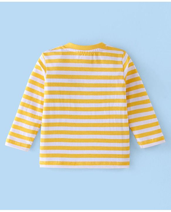 Babyhug Cotton Knit Full Striped & Numeric Printed T-Shirts Pack of 3 - Multicolour