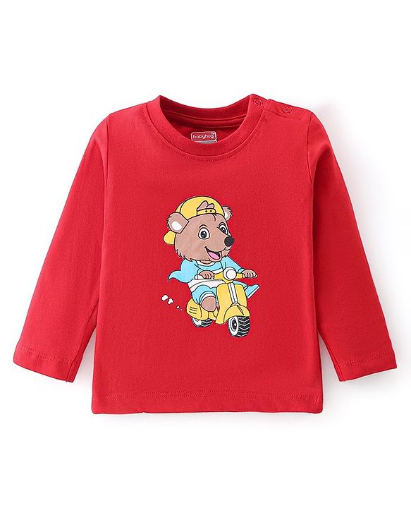 Babyhug Cotton Knti Full Sleeves T-Shirts Striped & Tiger Printed Pack of 5 - Blue Red & Yellow