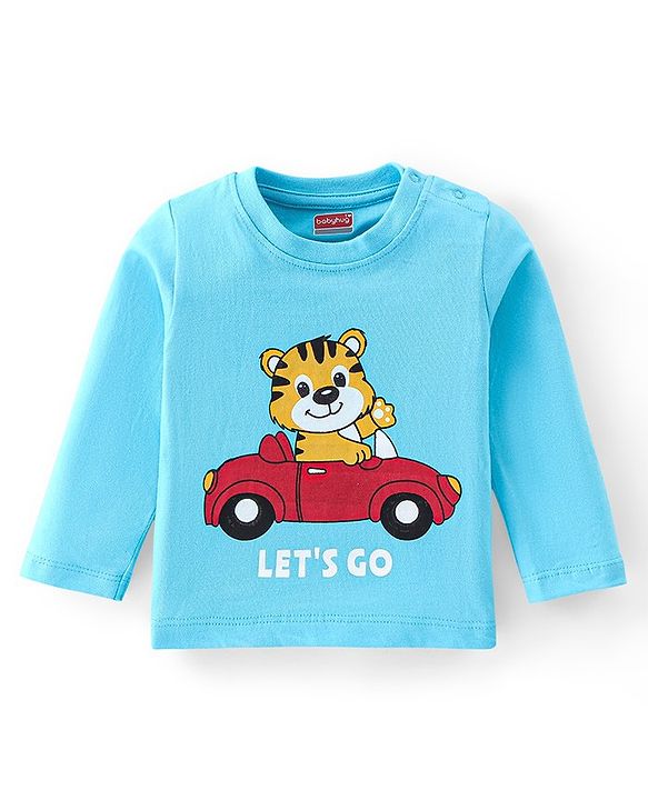 Babyhug Cotton Knti Full Sleeves T-Shirts Striped & Tiger Printed Pack of 5 - Blue Red & Yellow