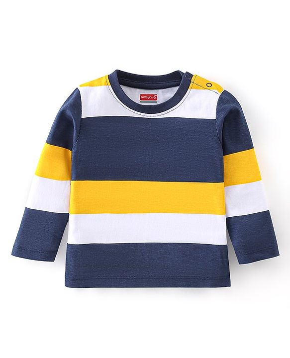 Babyhug Cotton Knti Full Sleeves T-Shirts Striped & Tiger Printed Pack of 5 - Blue Red & Yellow