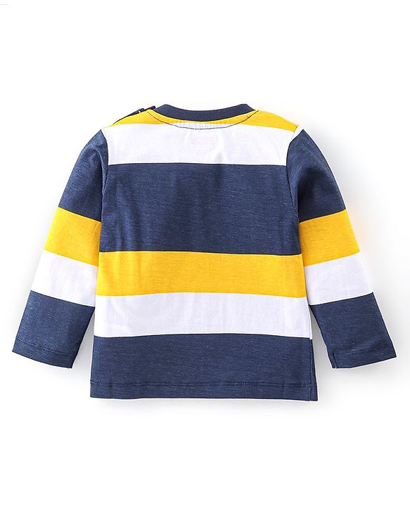 Babyhug Cotton Knti Full Sleeves T-Shirts Striped & Tiger Printed Pack of 5 - Blue Red & Yellow