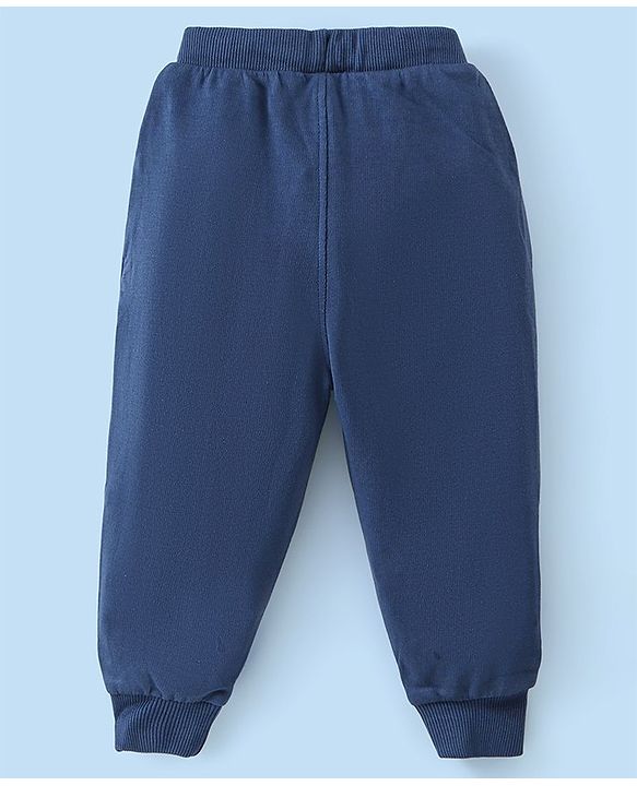 Babyhug Cotton Knit Half Sleeves T-Shirt & Lounge Pant Set with Hoodie Panda Print - Red White & Blue