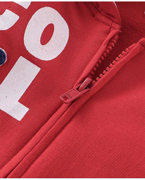 Babyhug Cotton Knit Half Sleeves T-Shirt & Lounge Pant Set with Hoodie Panda Print - Red White & Blue
