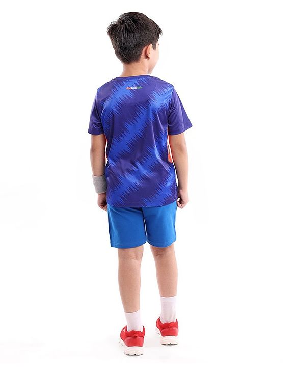 Pine Active Half Sleeves T-Shirt With India Cricket Text Print - Blue