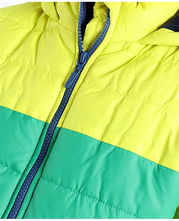 Pine Kids Full Sleeves Cut and Sew Tricolor Medium Winter Hooded Jacket - Multicolor