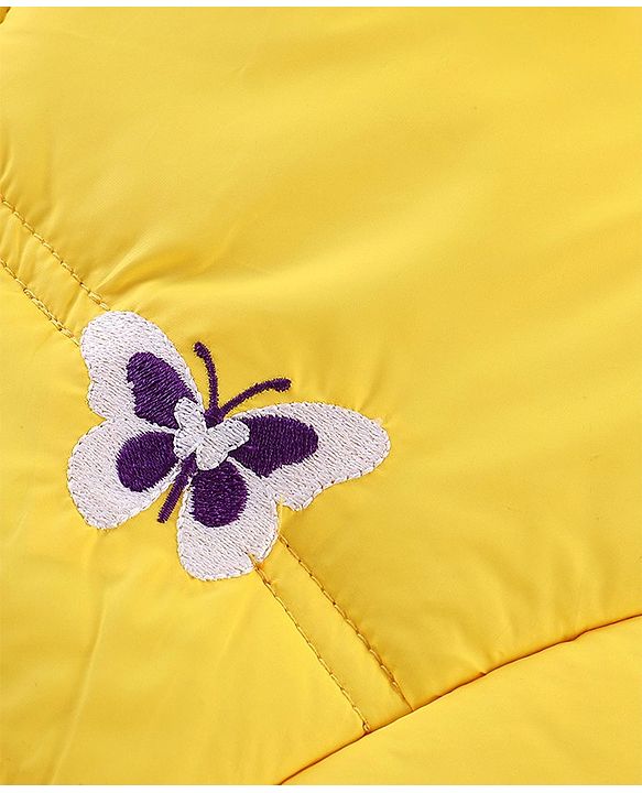 Pine Kids Full Sleeves Medium Winter Jacket With Butterfly Embroidery - Yellow
