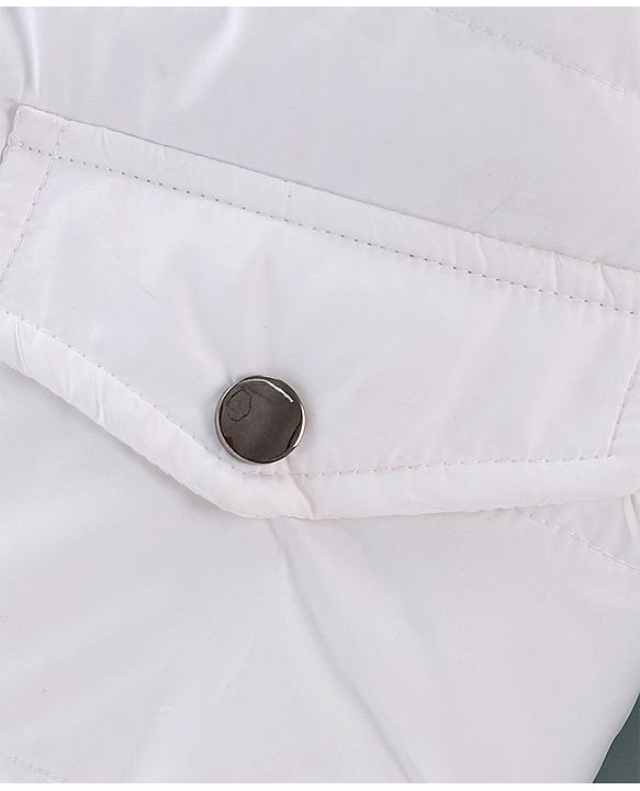 Pine Kids Full Sleeves Medium Winter Hooded Jacket With Belt - White