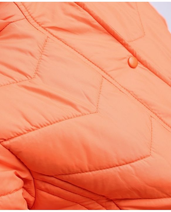 Pine Kids Full Sleeves Solid Colour Medium Winter Hooded Jacket - Orange