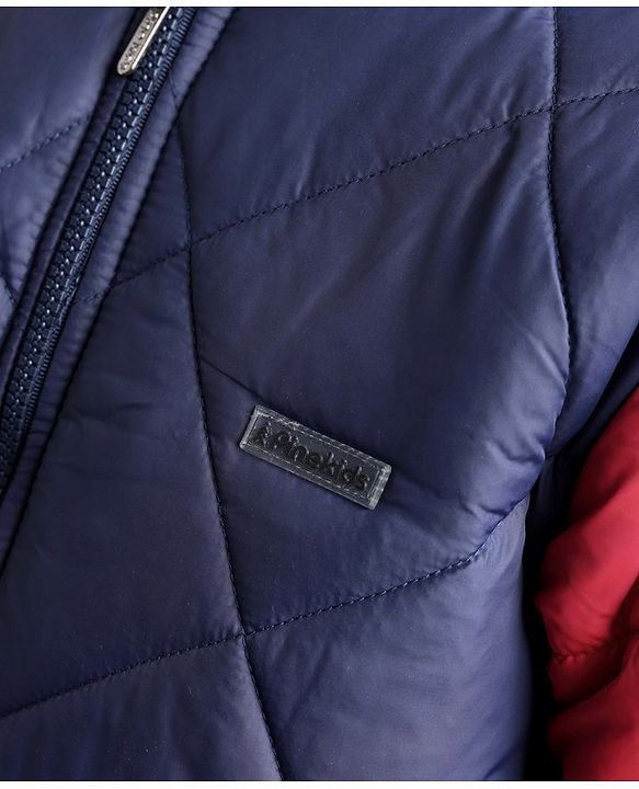 Pine Kids Woven Full Sleeves Quilted Medium Winter Hooded Jacket - Navy Blue