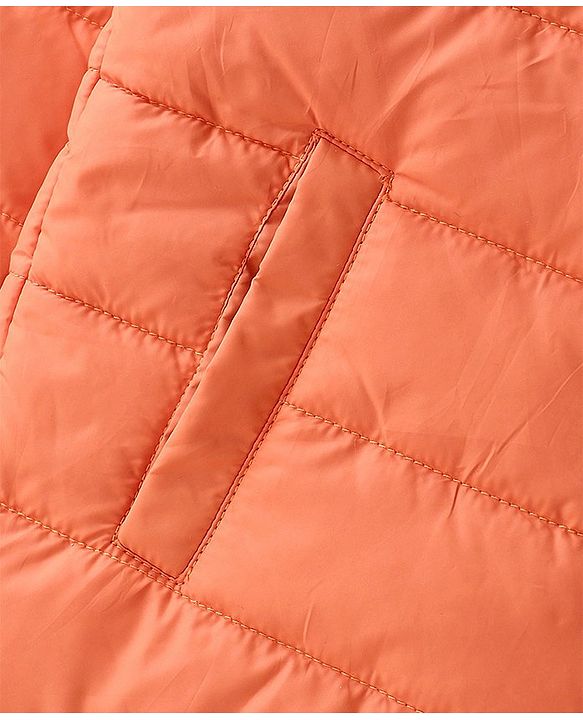 Pine Kids Full Sleeves Hooded Solid Heavy Winter Jacket - Orange