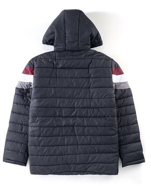 Pine Kids Full Sleeves Cut and Sew Medium Winter Hooded Jacket - Navy Blue