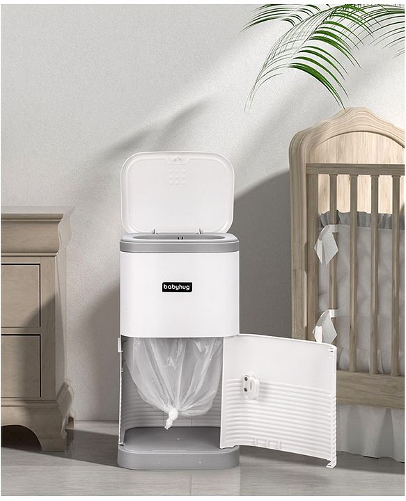 Babyhug Diaper Pail with Odor Lock Technology & Refill Bag-Grey