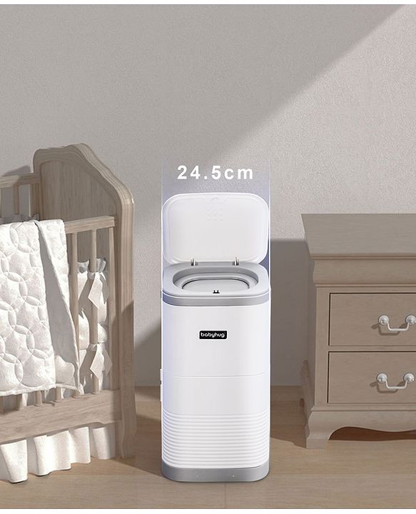 Babyhug Diaper Pail with Odor Lock Technology & Refill Bag-Grey