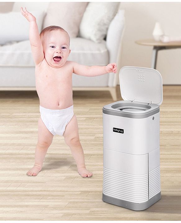 Babyhug Diaper Pail with Odor Lock Technology & Refill Bag-Grey