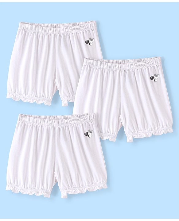 Pine Kids Cotton Spandex Mid Thigh Solid Hipster Bloomer - White