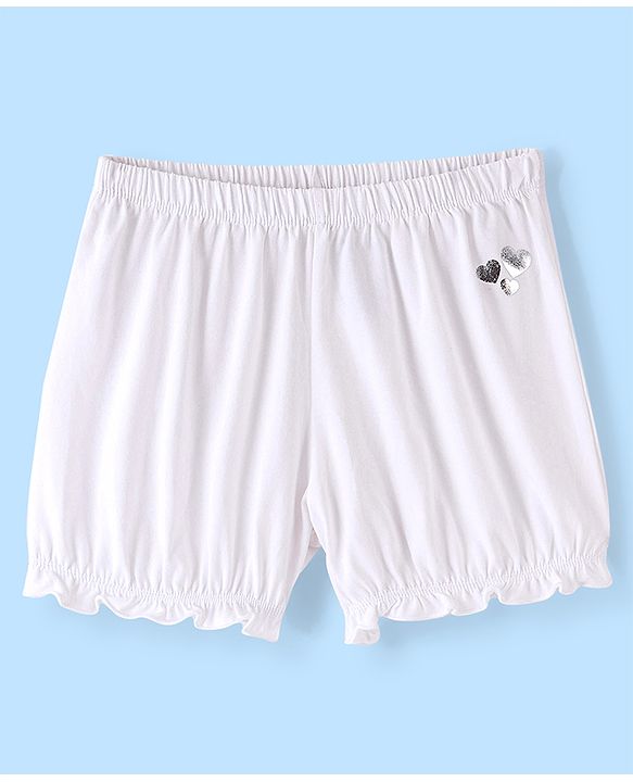 Pine Kids Cotton Spandex Mid Thigh Solid Hipster Bloomer - White