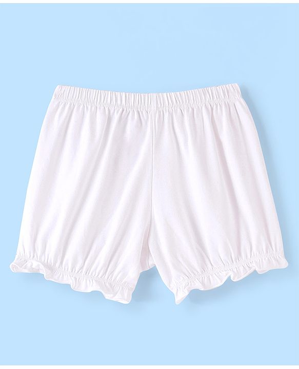 Pine Kids Cotton Spandex Mid Thigh Solid Hipster Bloomer - White