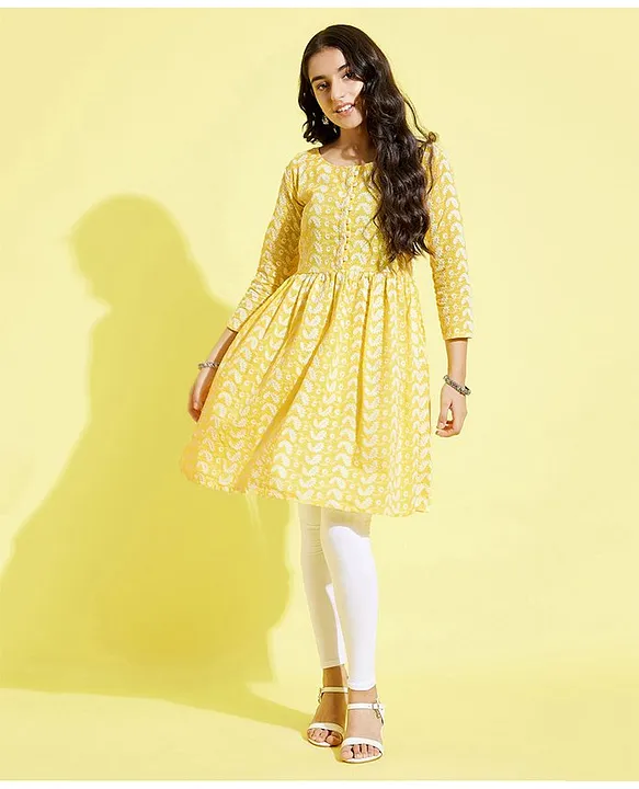 Jaipur Kurti Mustard Solid Cotton A-line Kurta for Women – Gozars