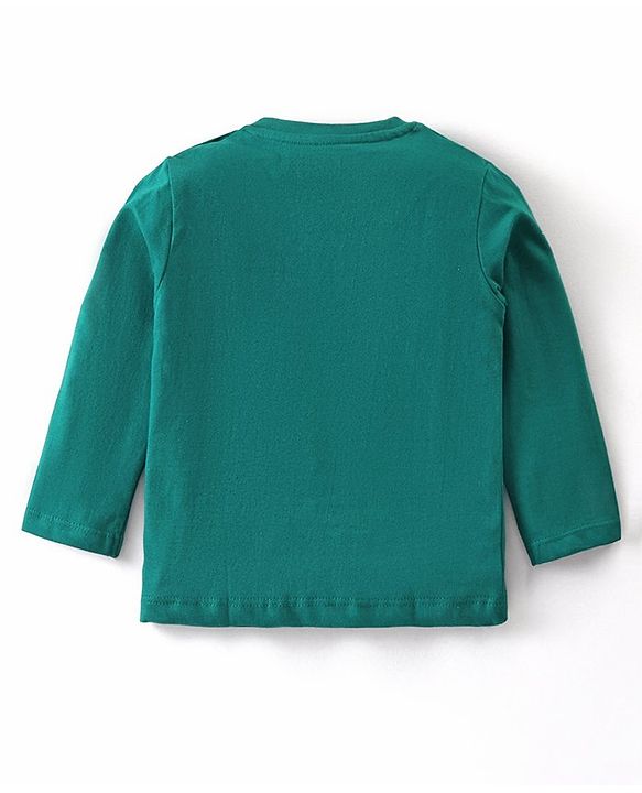 Babyhug Cotton Knit Full Sleeves Night Suit With Teddy Print - Green & Red