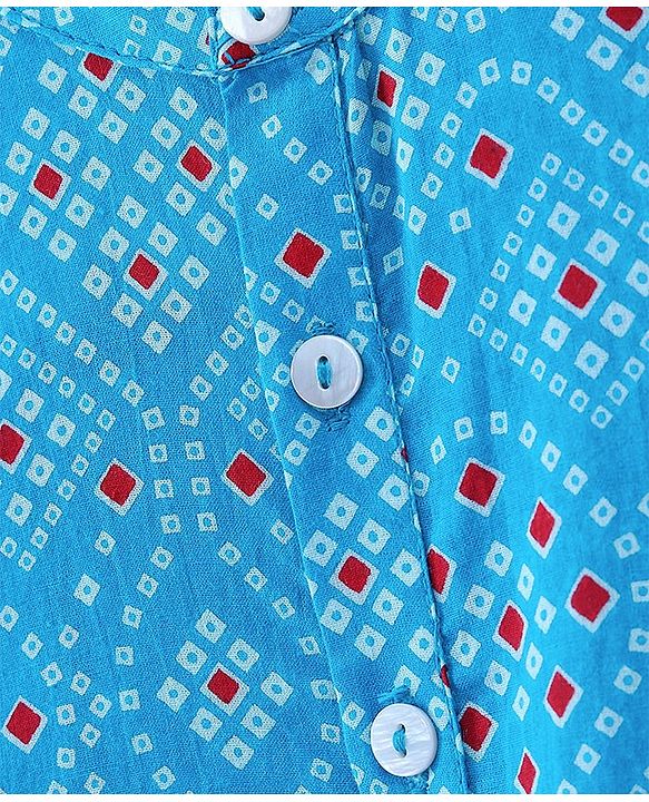 Babyhug Cotton Woven Full Sleeves Bandhani Printed Kurta with Dhoti Set - Blue