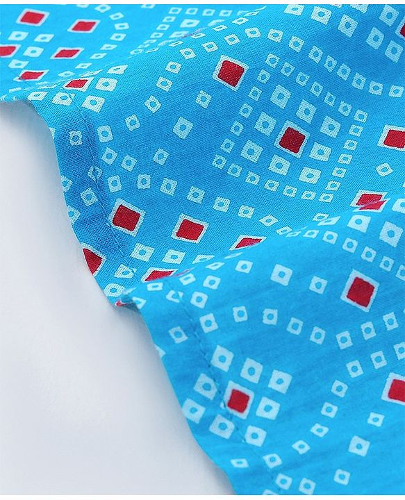 Babyhug Cotton Woven Full Sleeves Bandhani Printed Kurta with Dhoti Set - Blue