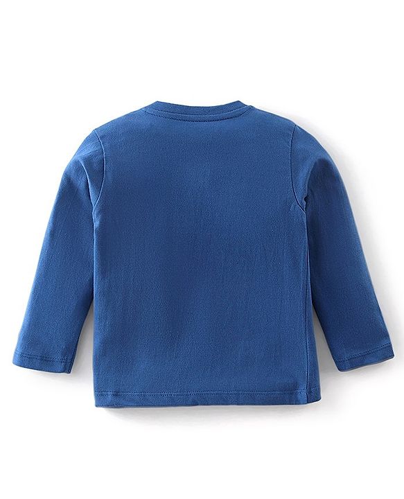 Babyhug Cotton Knit Full Sleeves Night Suit Stripes & Animal Print - Navy Blue & Grey