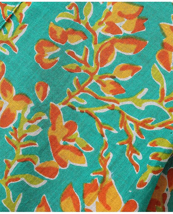 Babyhug 100% Cotton Woven Full Sleeves Floral Printed Kurta & Dhoti Set - Green