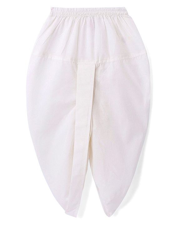 Babyhug 100% Cambric Full Sleeve Printed Kurta With Solid Dhoti Set - White
