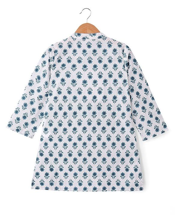 Babyhug 100% Cambric Full Sleeve Printed Dhoti Kurta Set - White
