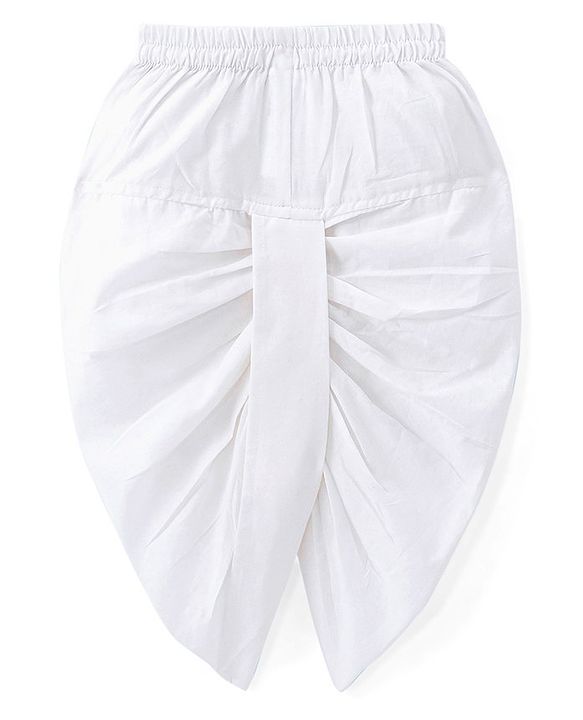 Babyhug 100% Cambric Full Sleeve Elephant Printed Kurta With Solid Dhoti Set - White