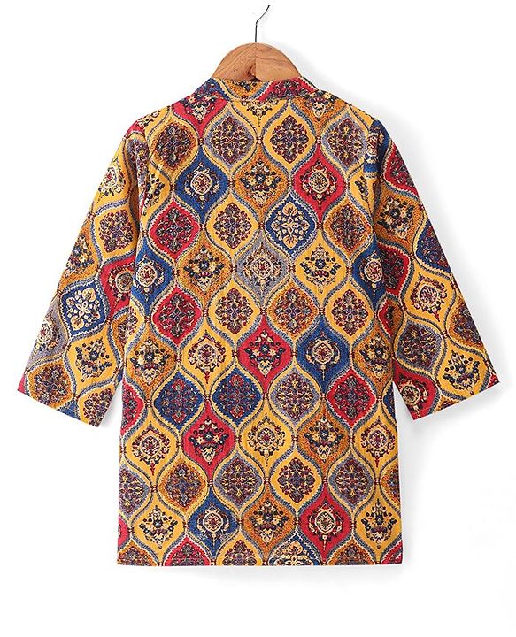 Babyhug 100% Cambric Full Sleeve Printed Kurta With Solid Dhoti Set - Multicolor