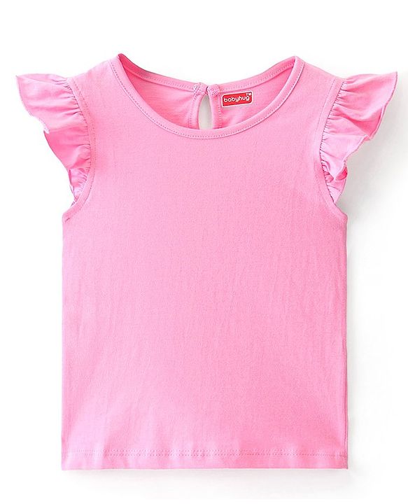 Babyhug Single Jersey Knit Butterfly Printed Frock with Short Sleeves Inner Tee - Blue & Pink