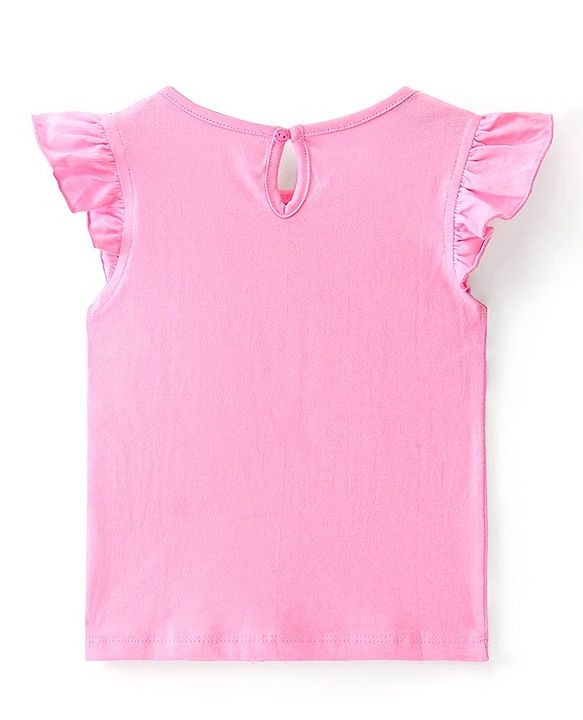 Babyhug Single Jersey Knit Butterfly Printed Frock with Short Sleeves Inner Tee - Blue & Pink