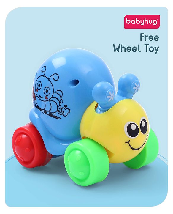 Babyhug Colorful Snail on Wheel Friction-Powered Toy|BPA-Free Plastic|Visual Sensory Development|Early Learning Motor Skills Enhancer |Ideal Gift|Age 3+|BIS|(Wheel Color May Vary)