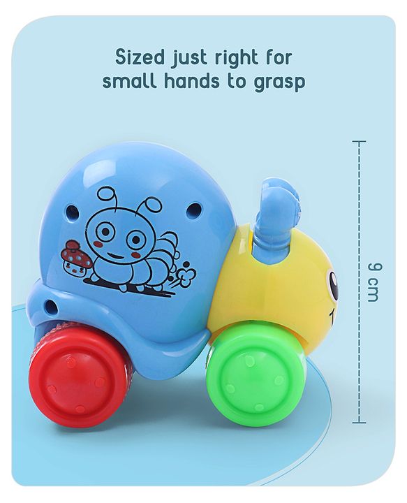 Babyhug Colorful Snail on Wheel Friction-Powered Toy|BPA-Free Plastic|Visual Sensory Development|Early Learning Motor Skills Enhancer |Ideal Gift|Age 3+|BIS|(Wheel Color May Vary)