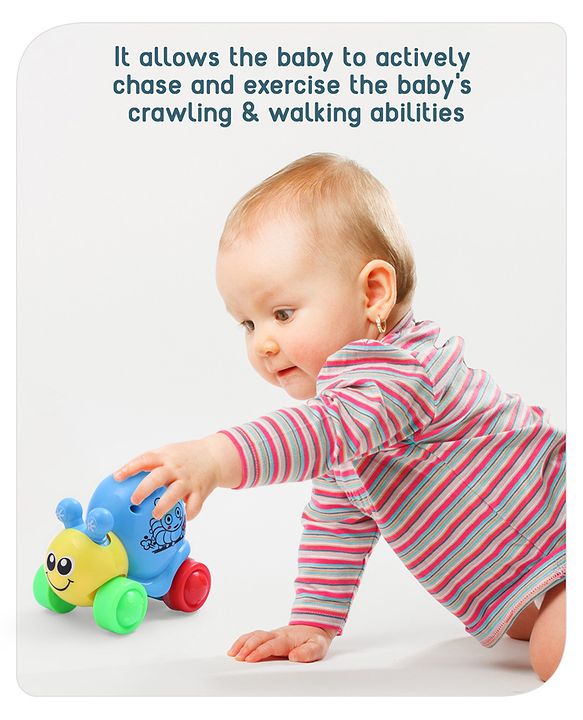 Babyhug Colorful Snail on Wheel Friction-Powered Toy|BPA-Free Plastic|Visual Sensory Development|Early Learning Motor Skills Enhancer |Ideal Gift|Age 3+|BIS|(Wheel Color May Vary)
