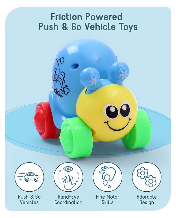Babyhug Colorful Snail on Wheel Friction-Powered Toy|BPA-Free Plastic|Visual Sensory Development|Early Learning Motor Skills Enhancer |Ideal Gift|Age 3+|BIS|(Wheel Color May Vary)