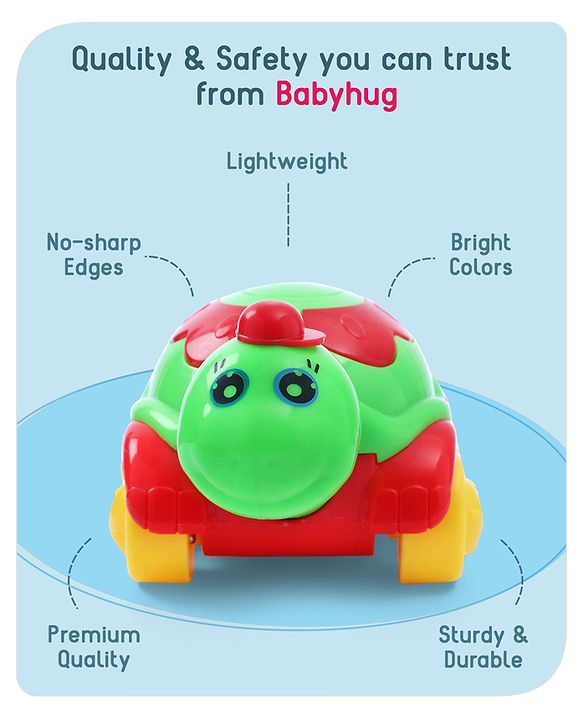 Babyhug Turtle On Wheels-Green & Red