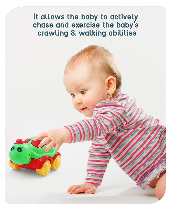 Babyhug Turtle On Wheels-Green & Red