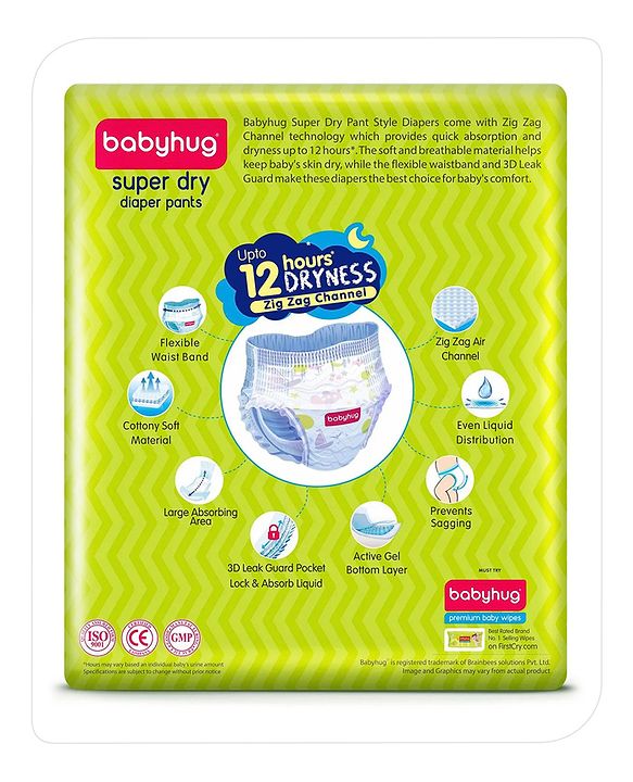 Babyhug Super Dry Pant Style Diaper Medium (M) Size - 74 Pieces