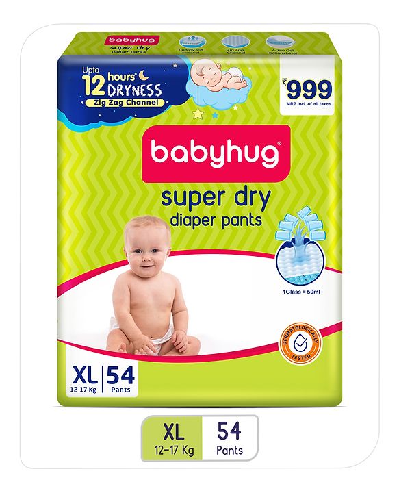 Babyhug Super Dry Pant Style Diaper Extra Large (XL) - 54 Pieces