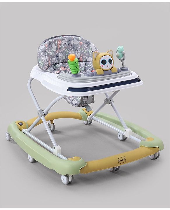 Babyhug Bunny Face 2 In 1 Walker Cum Rocker With 3 Level Adjustable Height & Musical Play Tray With Light  - Green