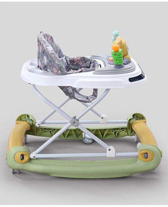 Babyhug Bunny Face 2 In 1 Walker Cum Rocker With 3 Level Adjustable Height & Musical Play Tray With Light  - Green