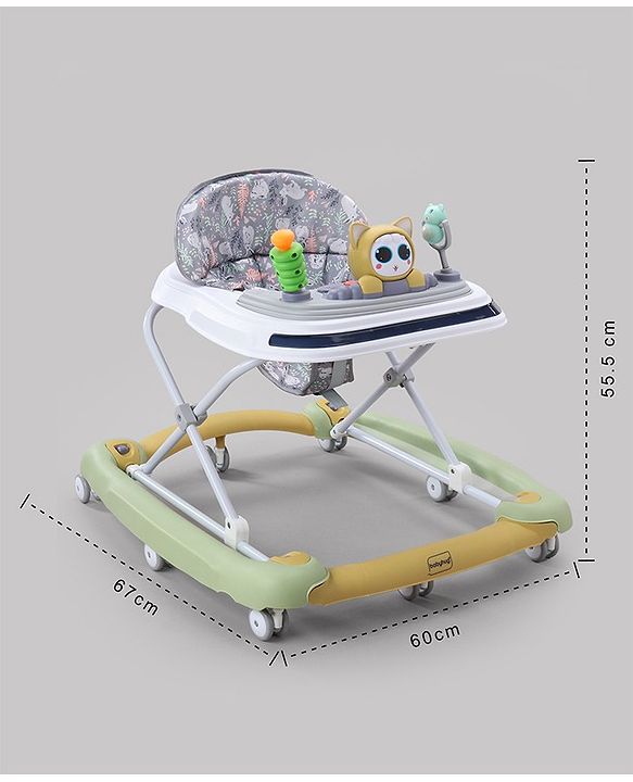 Babyhug Bunny Face 2 In 1 Walker Cum Rocker With 3 Level Adjustable Height & Musical Play Tray With Light  - Green