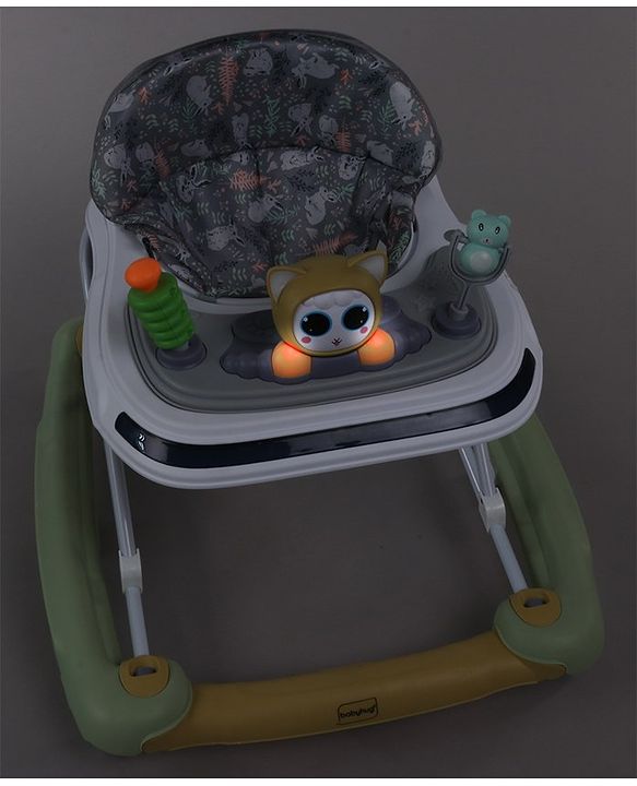 Babyhug Bunny Face 2 In 1 Walker Cum Rocker With 3 Level Adjustable Height & Musical Play Tray With Light  - Green