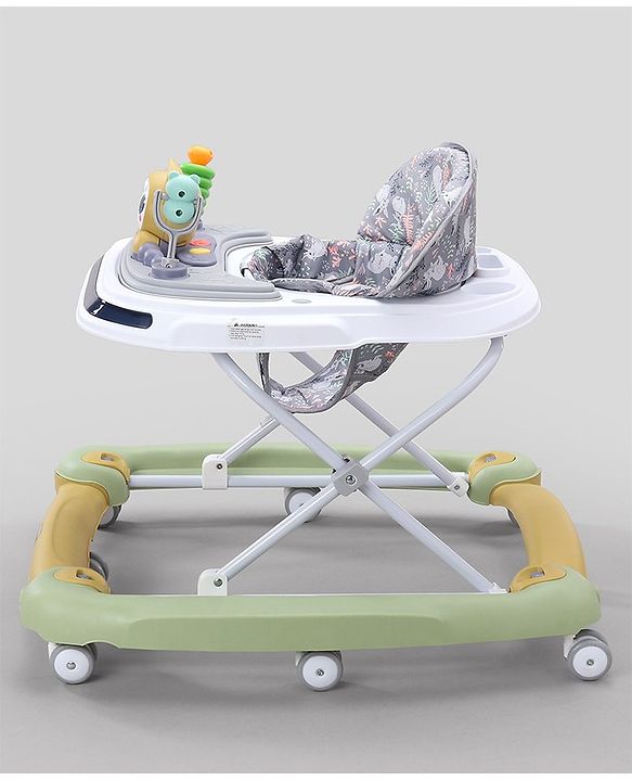 Babyhug Bunny Face 2 In 1 Walker Cum Rocker With 3 Level Adjustable Height & Musical Play Tray With Light  - Green